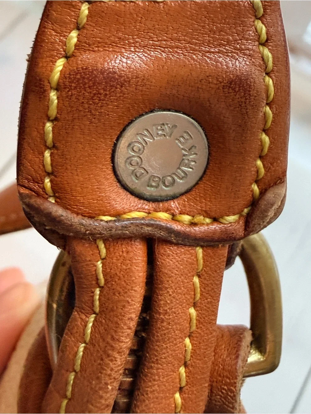 Dooney & Bourke | Vintage Cream & Tan All-Weather Pebbled Leather Shoulder Bag